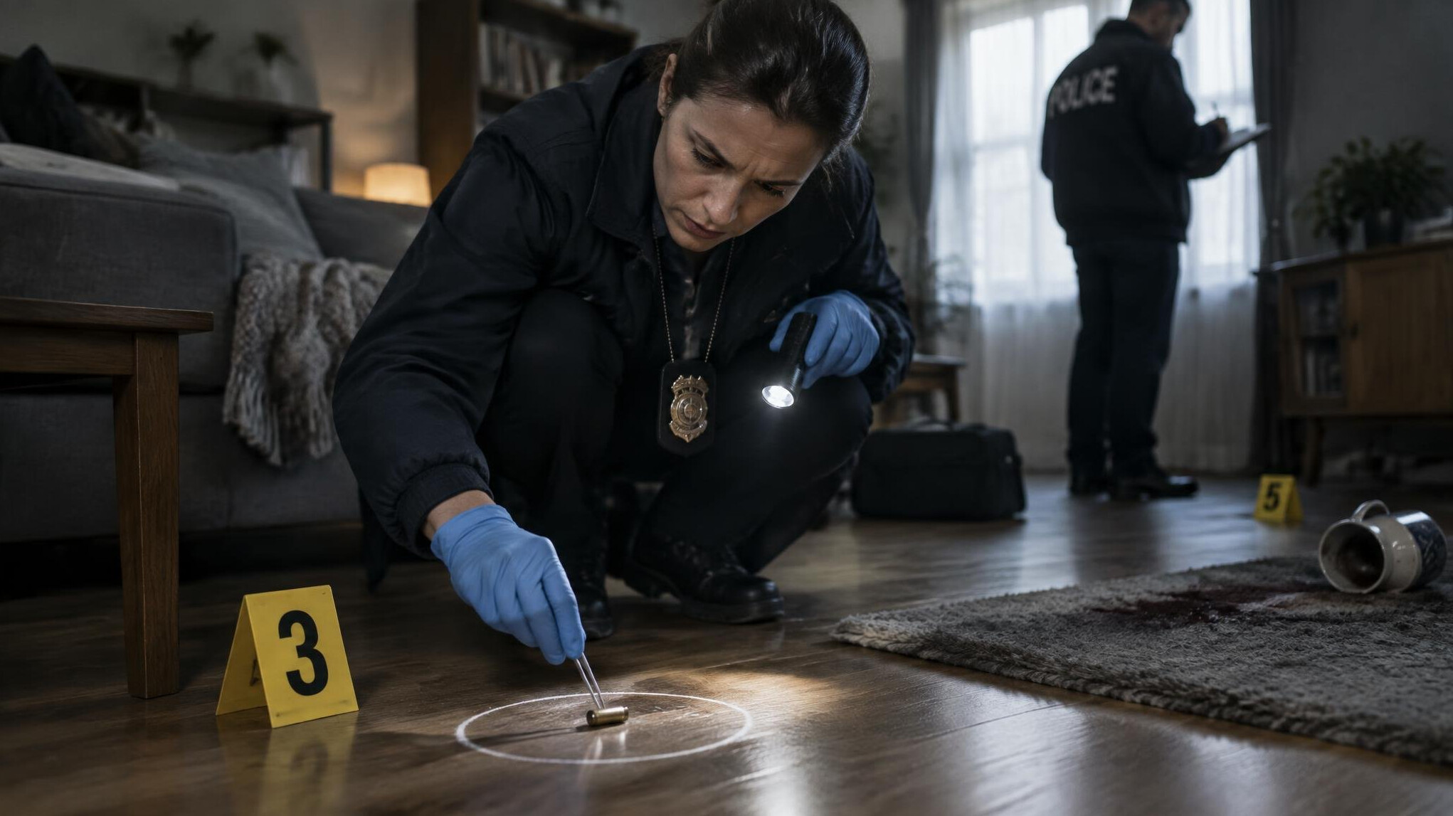 detective examining evidence